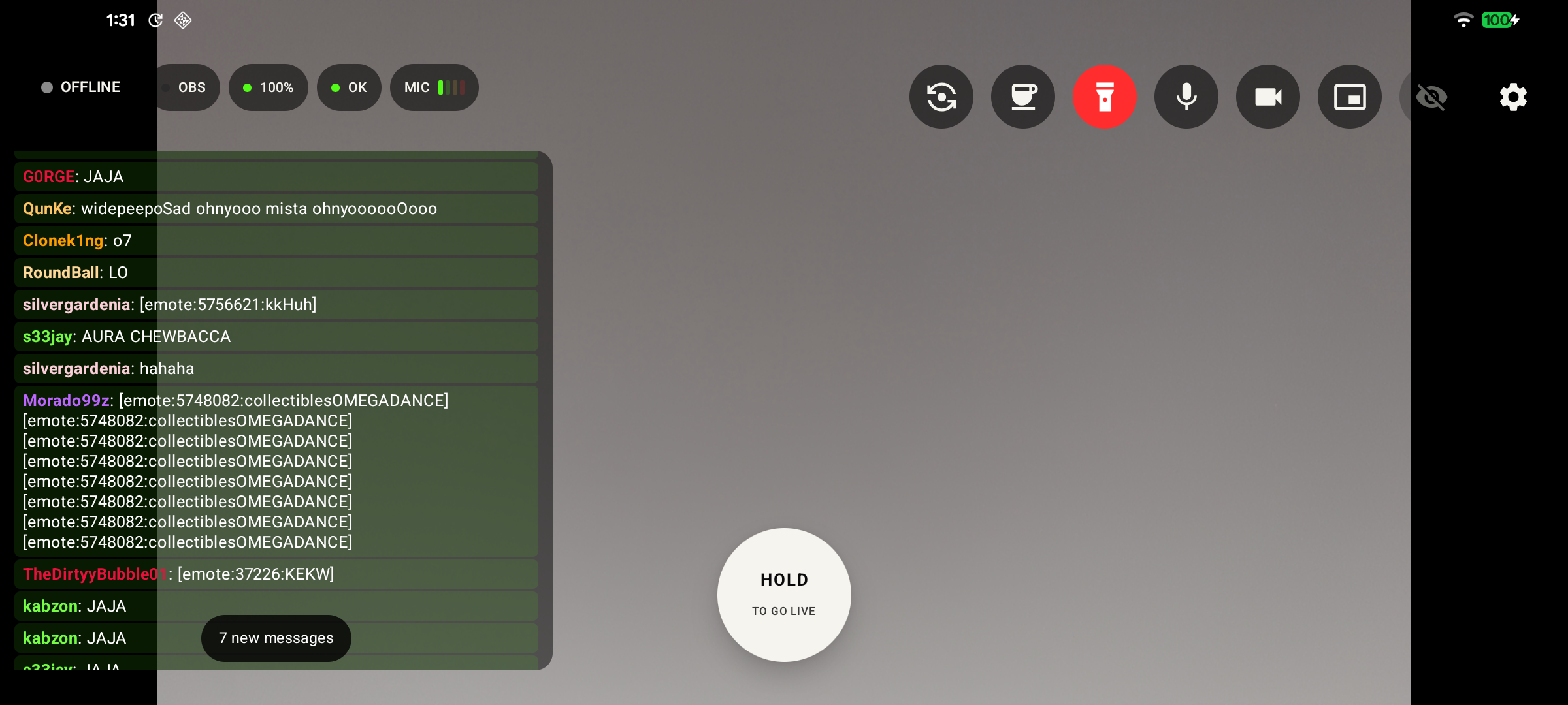 Roam Live running on a phone